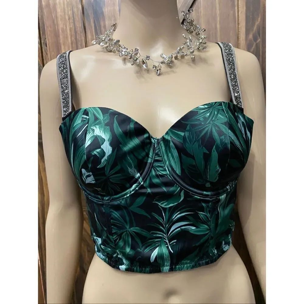 Victoria’s Secret Very Sexy Corset Palm Tree Bustier Bra 36C